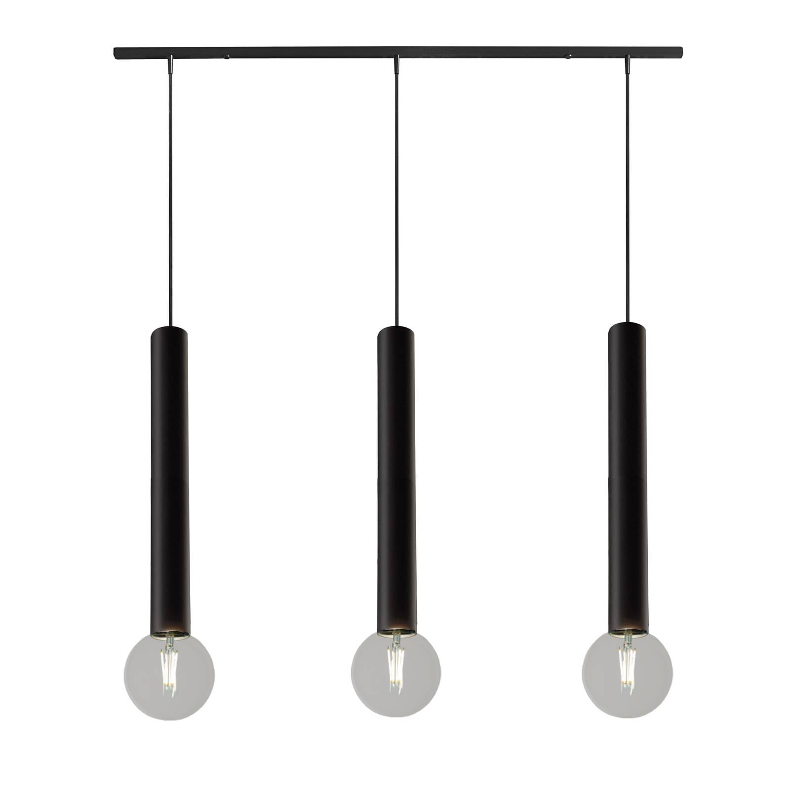 Casablanca Tubus Pendel 3 lampor svart höjd 48 cm