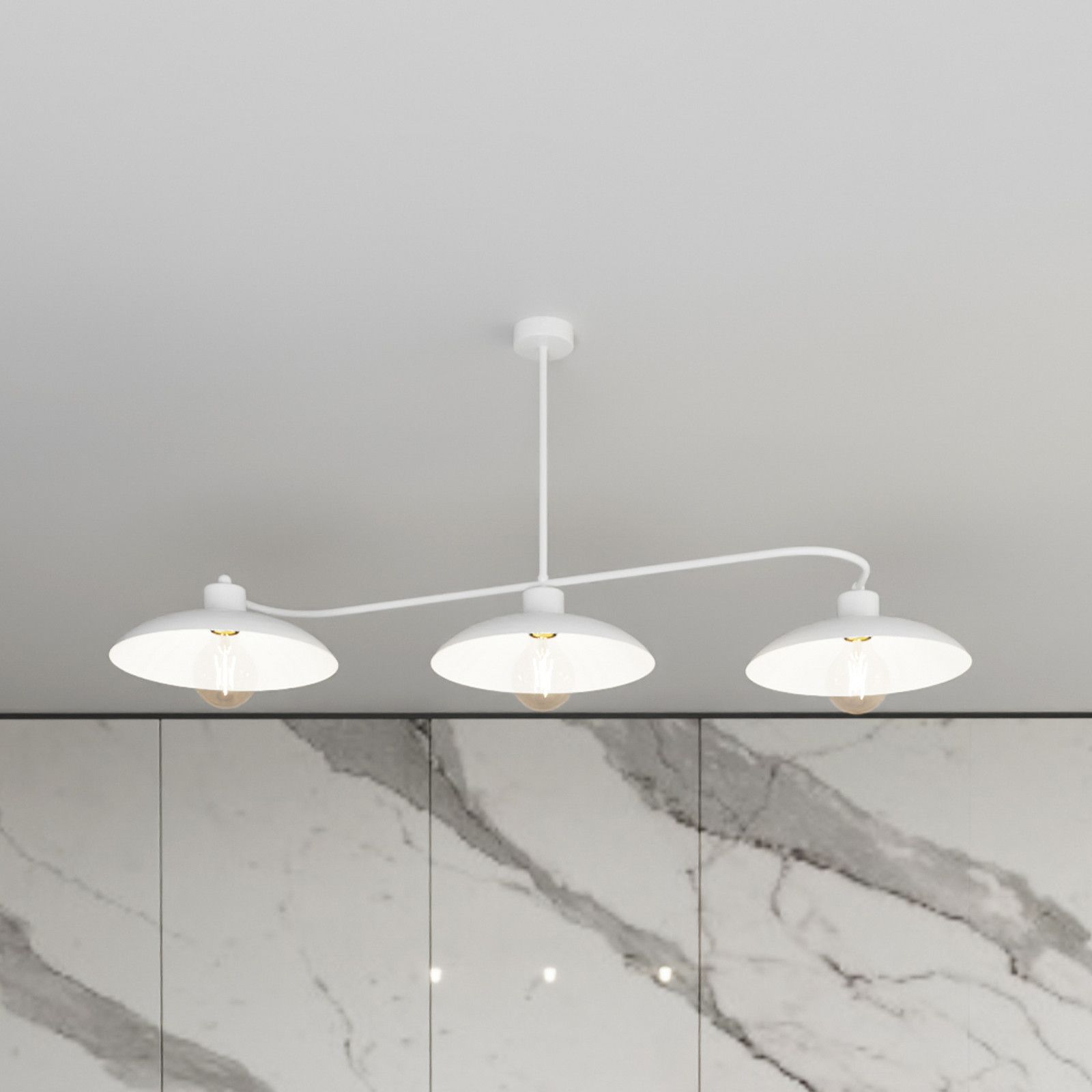 EMIBIG LIGHTING Plachetă de tavan Foster 3 becuri 113 cm alb metal E27 - Camera de zi / sufragerie - Modern