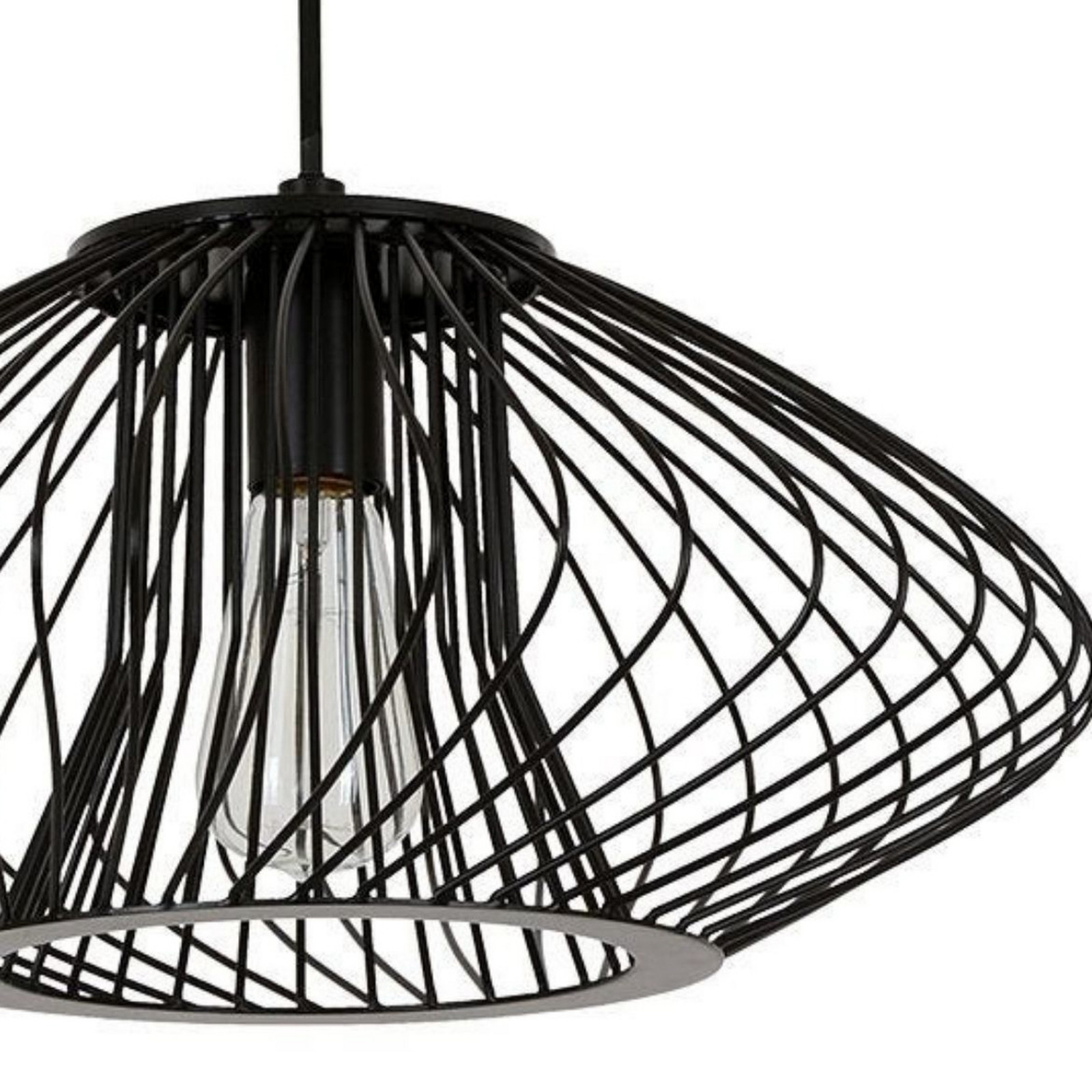 Lampă suspendată Beacon Pheonix Squat negru metal Ø 45 cm