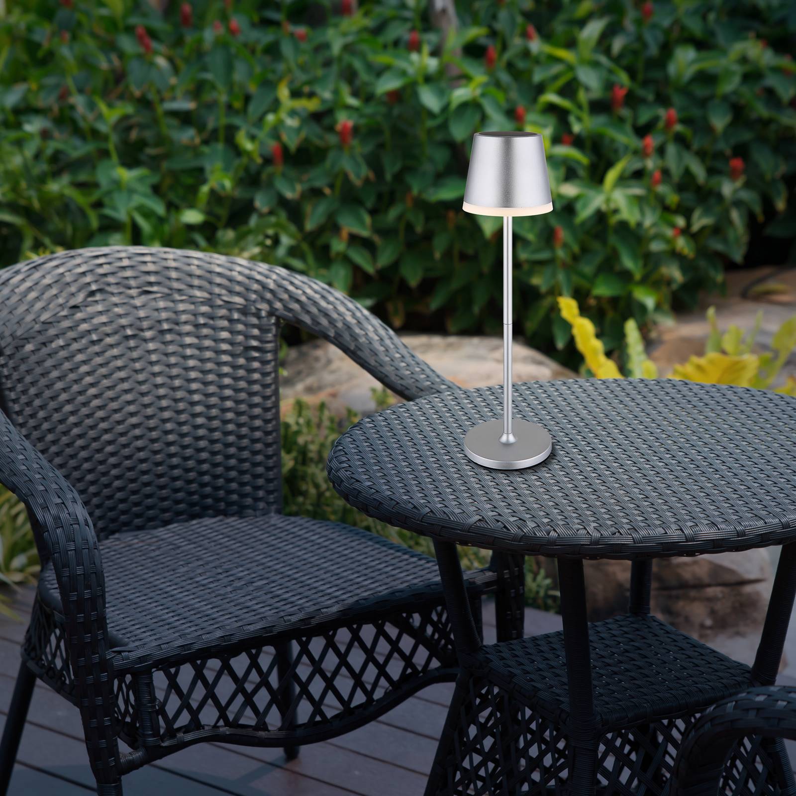 LED-Solarleuchte Metall, silberfarben, Höhe 41 cm, IP44 günstig online kaufen