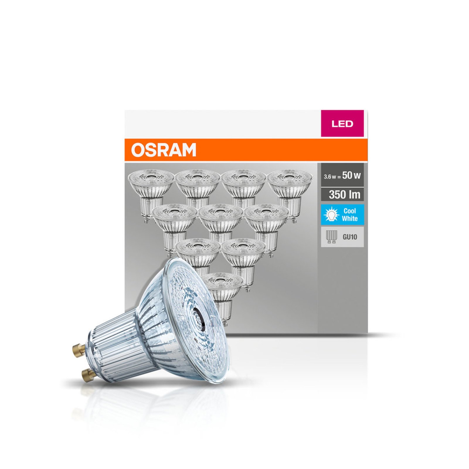 OSRAM LED reflector GU10 4,3W 4.000K 350lm per 10
