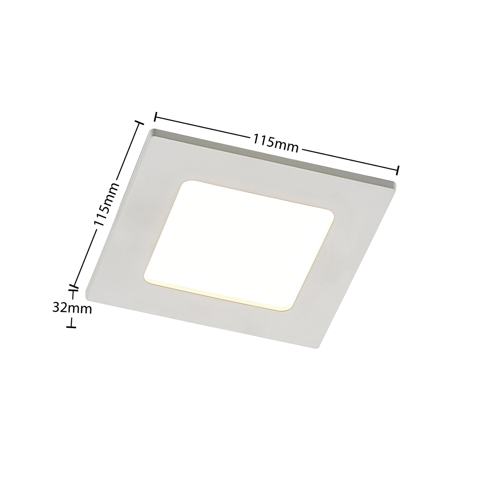 Prios LED innfelt lampe Helina, hvit, 11,5 cm, dimbar