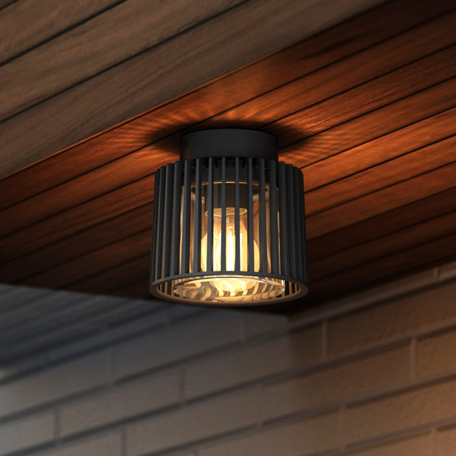 SHYNE buiten plafondlamp, zwart, 16 cm, metaal, IP54, E27