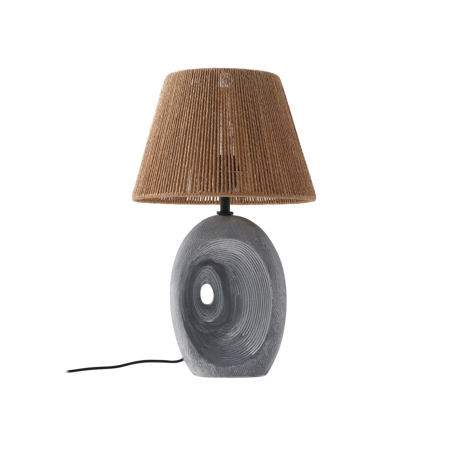 Lindby tafellamp Seasur, blauw-grijs, keramiek, papier, 29cm