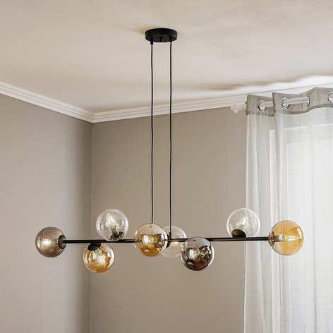 Suspension Glassy à 8 lampes graphite/ambre