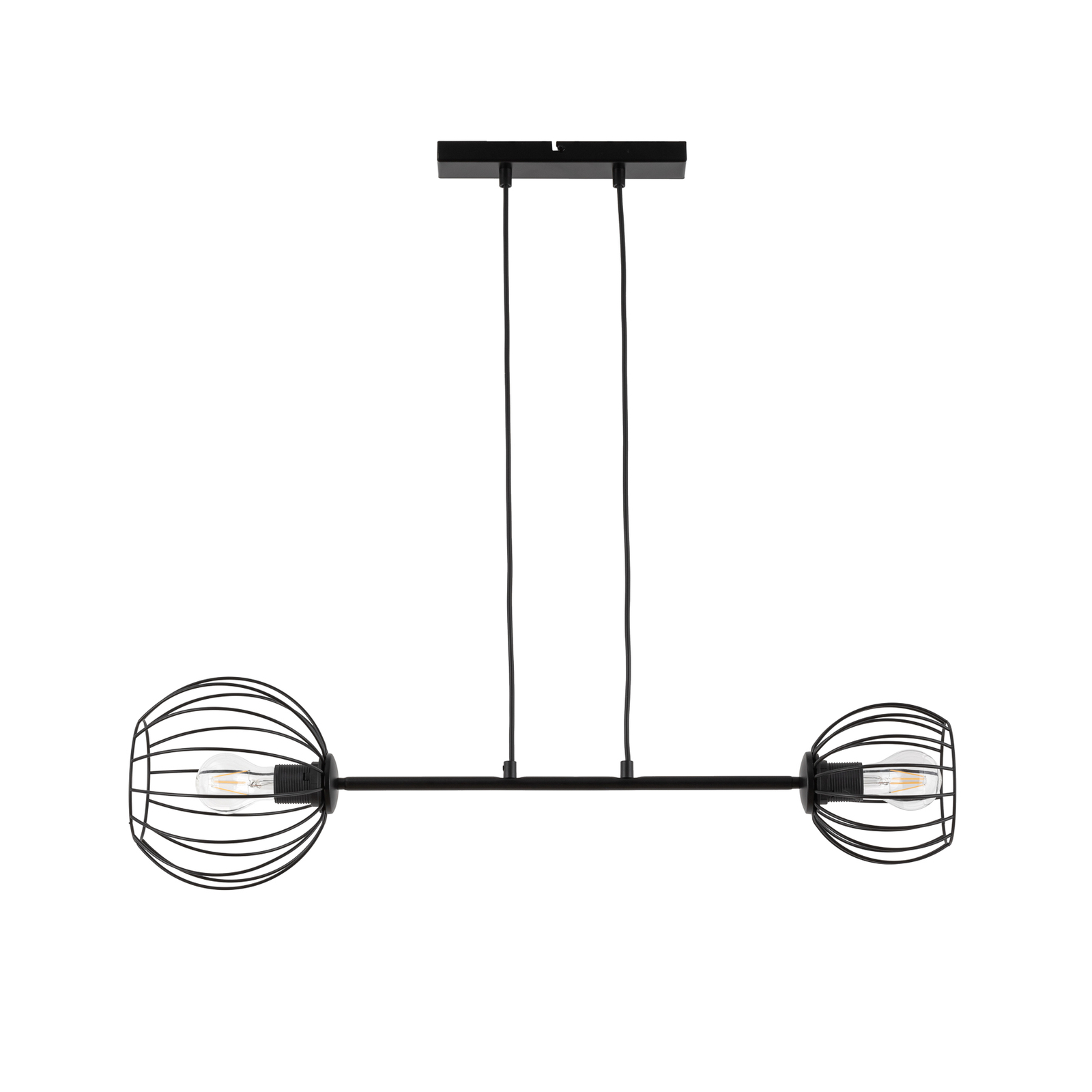 Madam pendant light, black, two cage lampshades