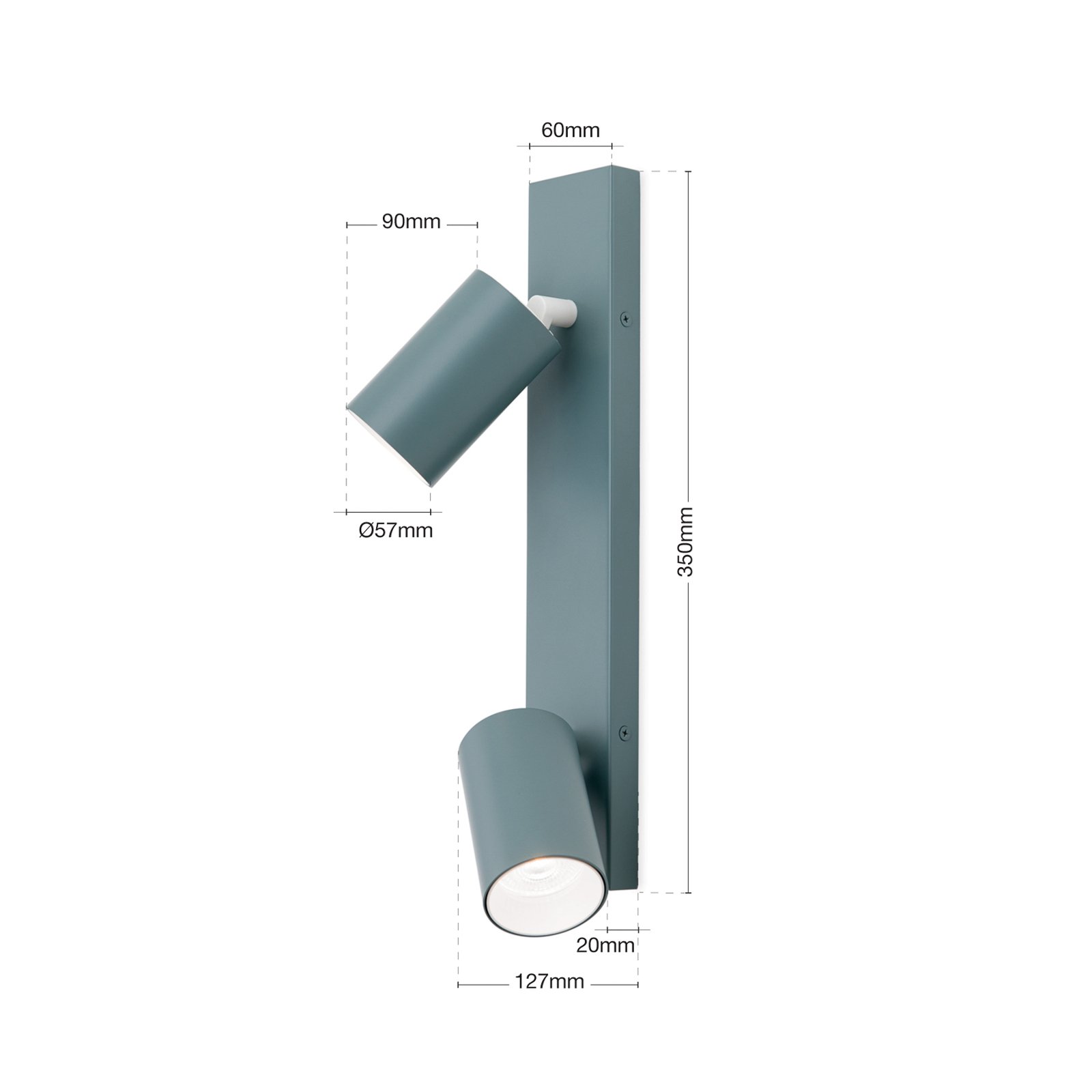 Penn downlight, light green, length 35 cm, steel/aluminium