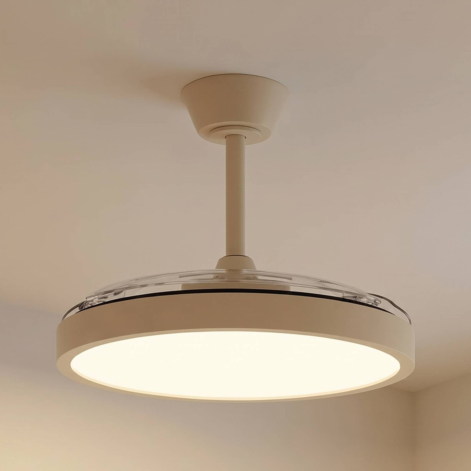 Wentylator sufitowy LED Lindby Orasu, Ø 107 cm, beżowy, CCT
