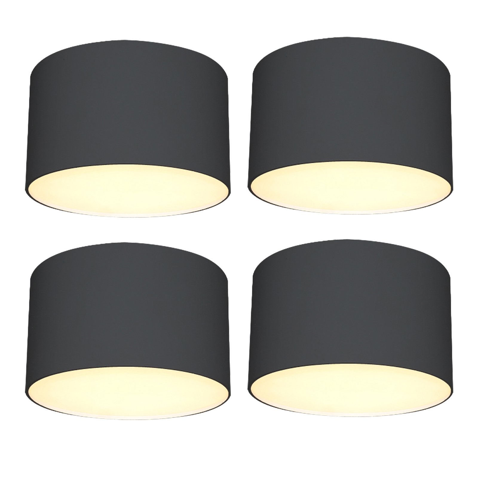 Lindby LED spotlight Nivoria, 11 x6.5cm, sand black, set of 4