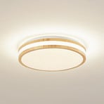 Lindby LED-Deckenlampe Emiva, Ø 39,5 cm, CCT, Holz