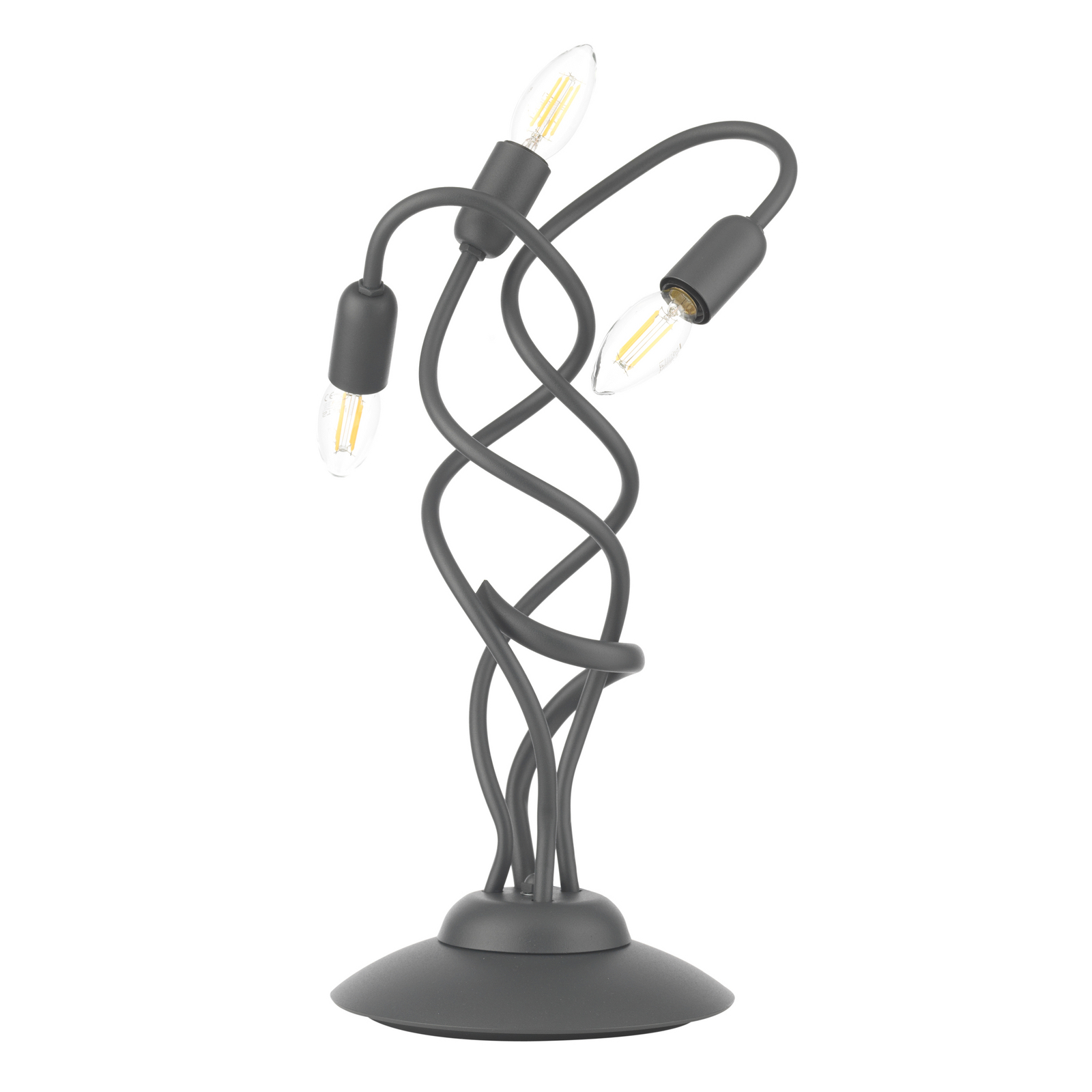 ONLI Sebastian table lamp, 3-bulb, dark grey, for Living / Dining Room, iron, E14, 6 W, energy efficiency: A++, H: 54 cm