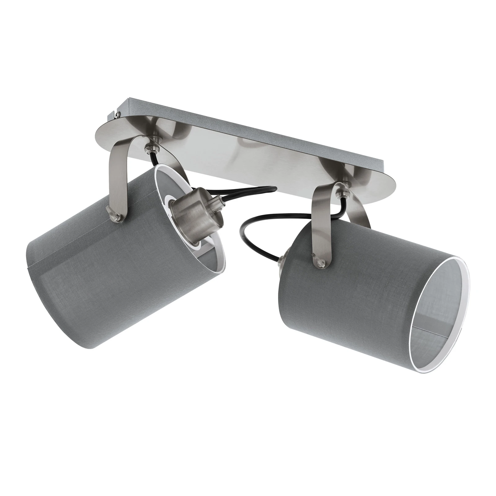 Plafonnier Villabate avec 2 abat-jour tissu gris
