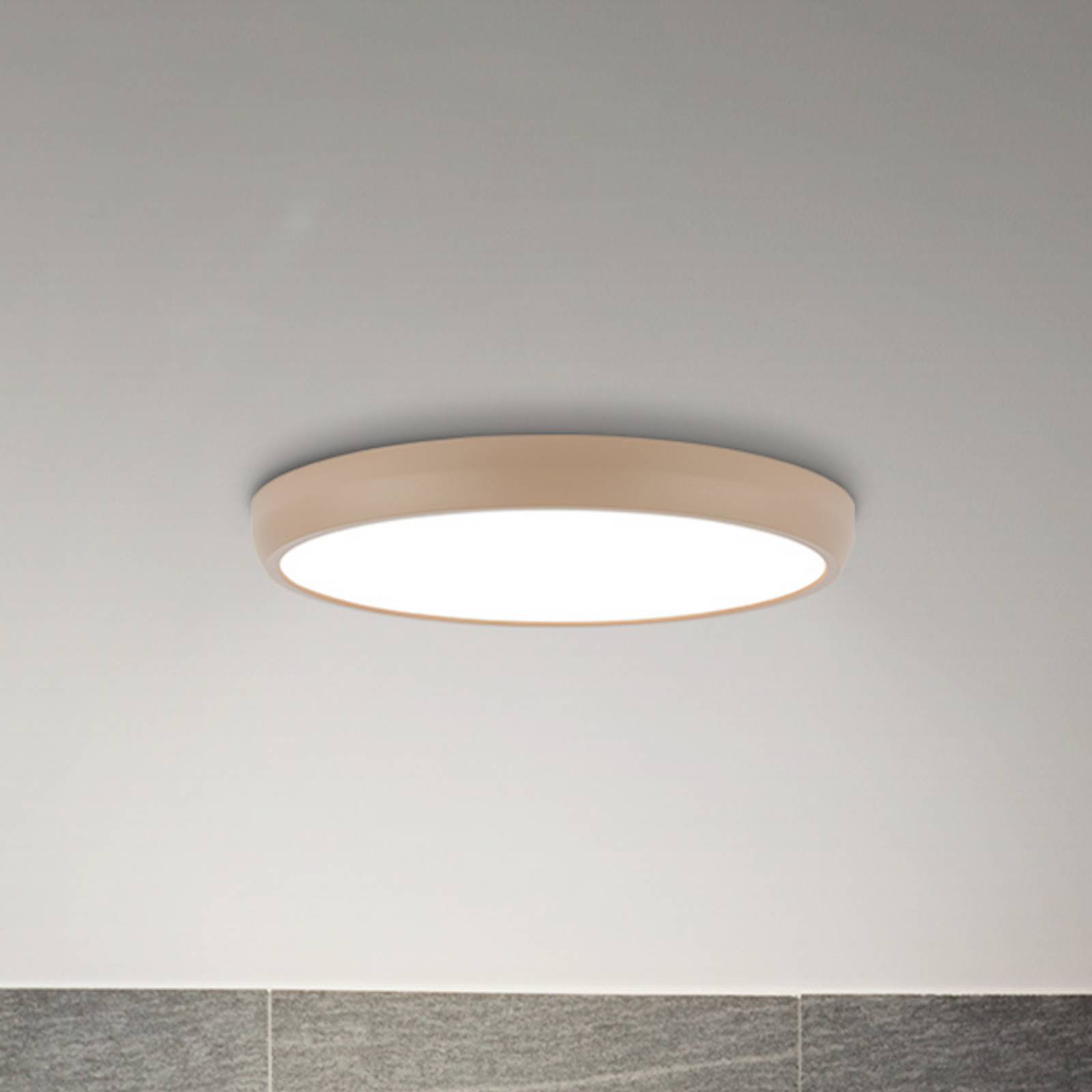 LED-taklampe Navaro, beige/hvit, Ø 38 cm, 4 000 K
