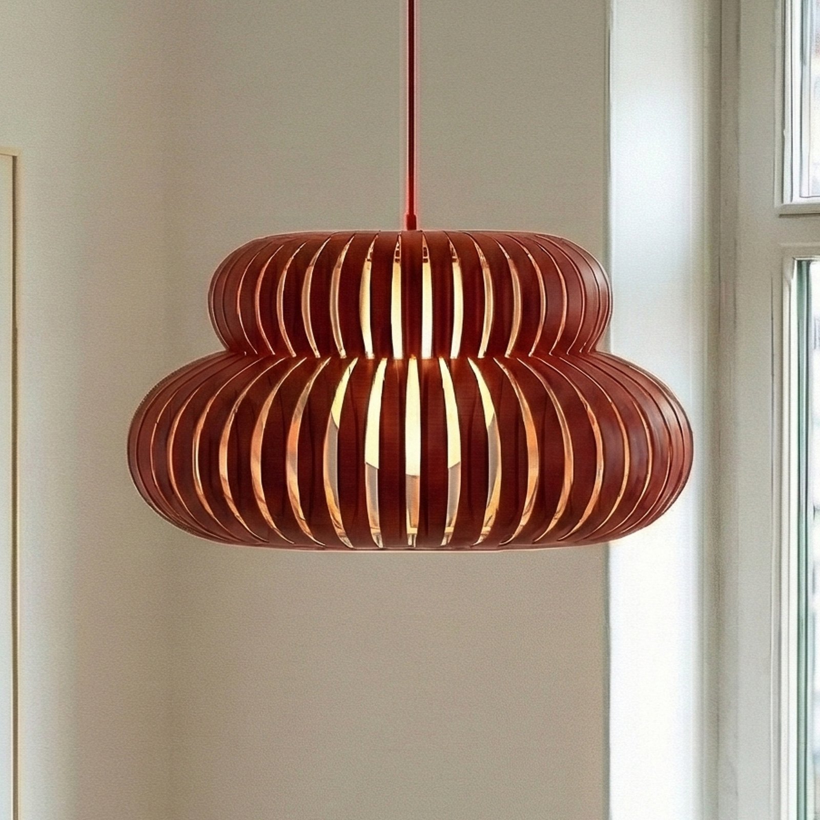 Żyrandol Lucande Slice, czerwona, metal, Ø 48 cm