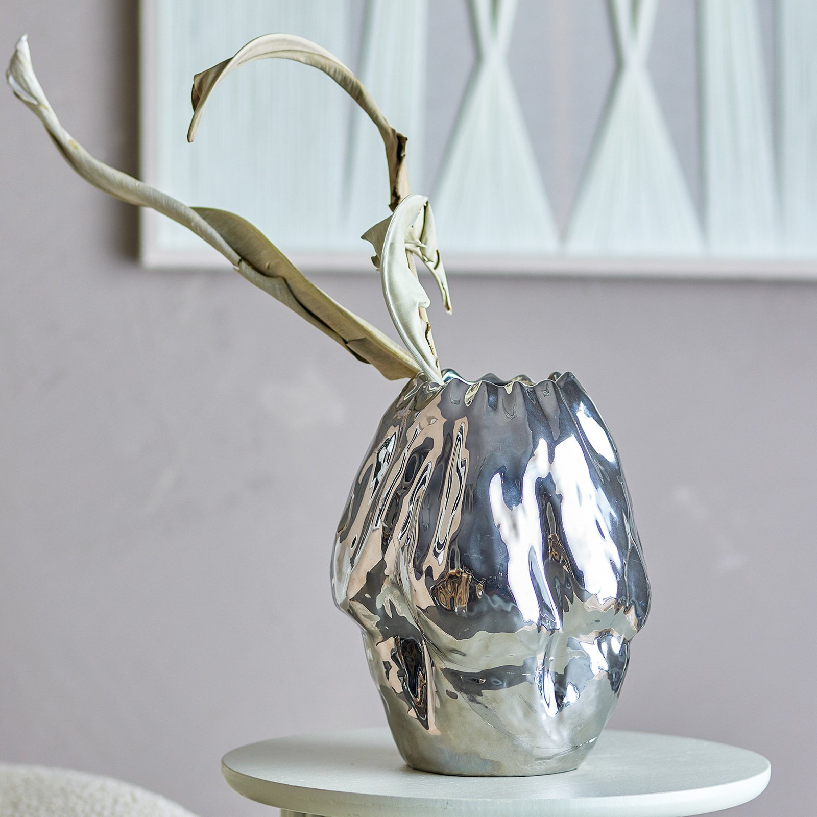 Bobby Vase, Steingut, silber;, Höhe 29 cm - BLOOMINGVILLE Bobby Vase, Steingut, silber;, Höhe 29 cm - BLOOMINGVILLE