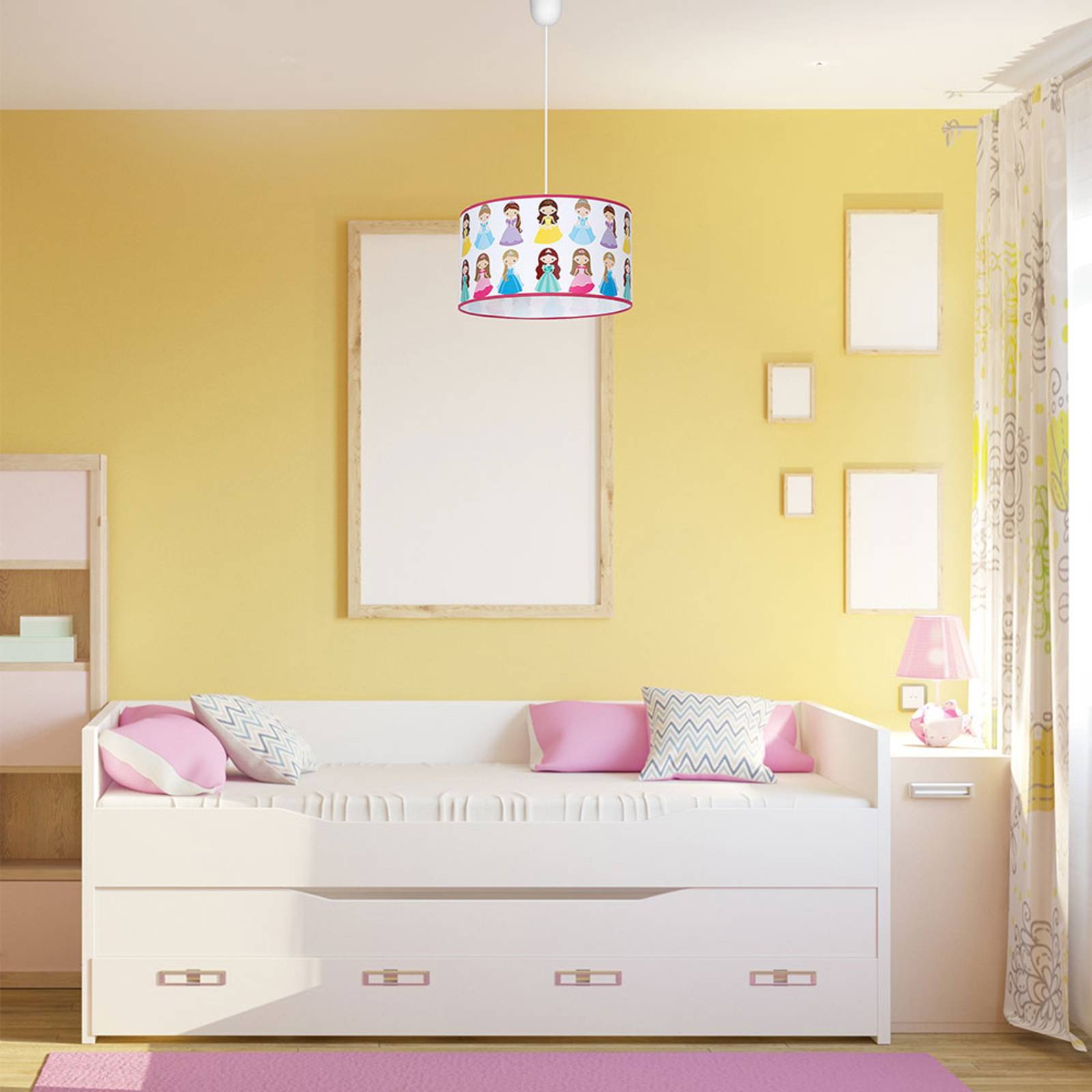 Princess hanging light, white, with princess motif Princess hanging light, white, with princess motif