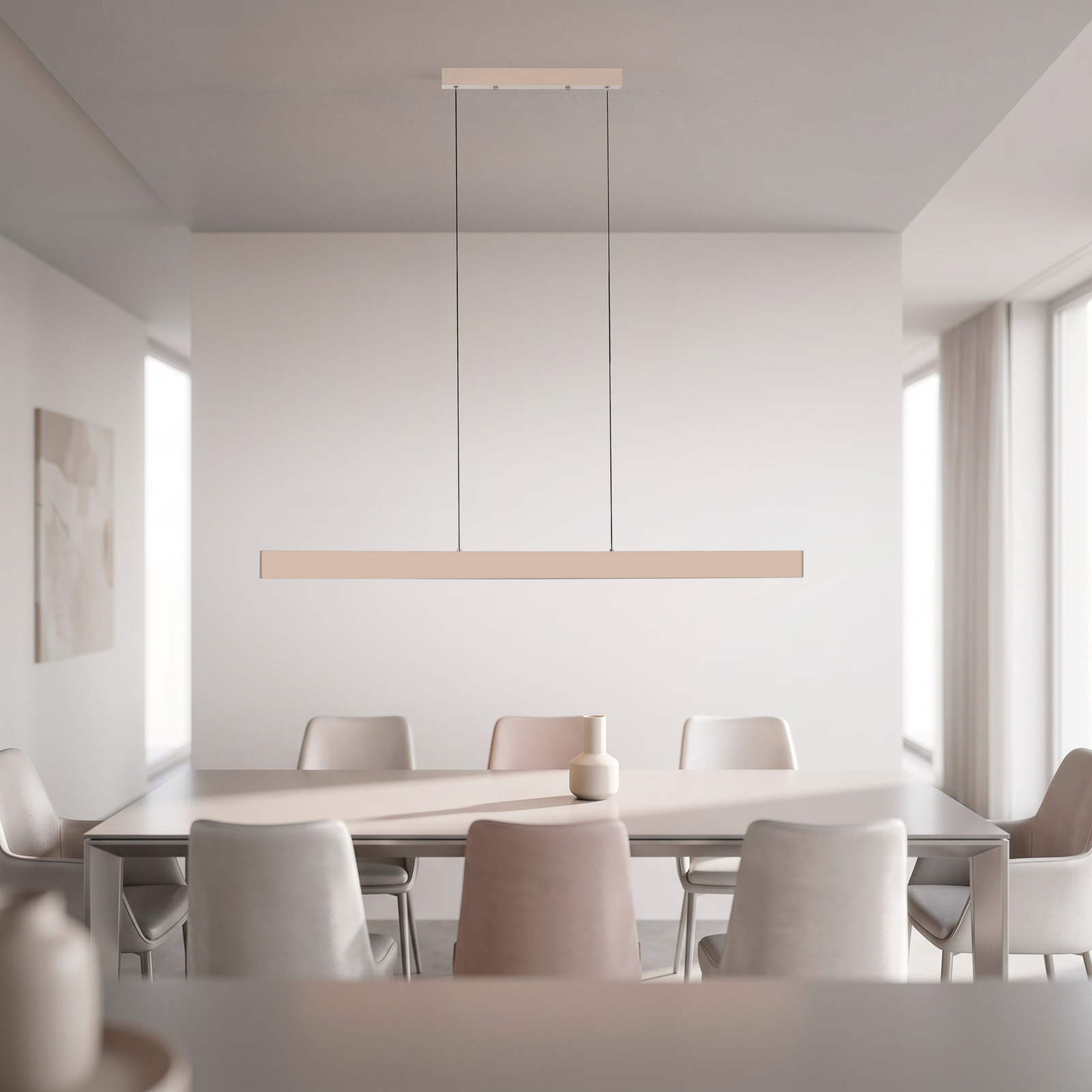 Adina LED pendant light, sand beige, metal, 3,000 K, up/down