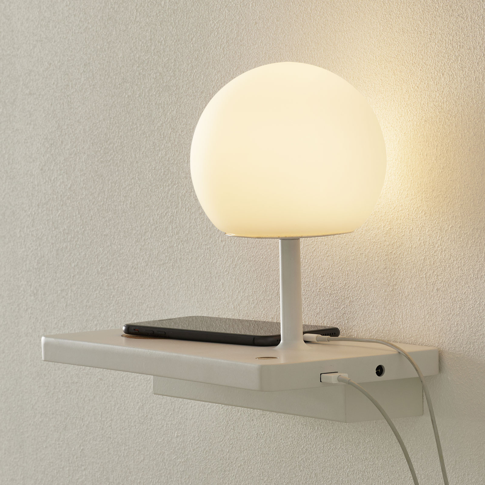 FARO BARCELONA LED lumina de perete Niko - suprafață de încărcare inductivă stânga - dormitor - Scandinavă - alb maro - Metal