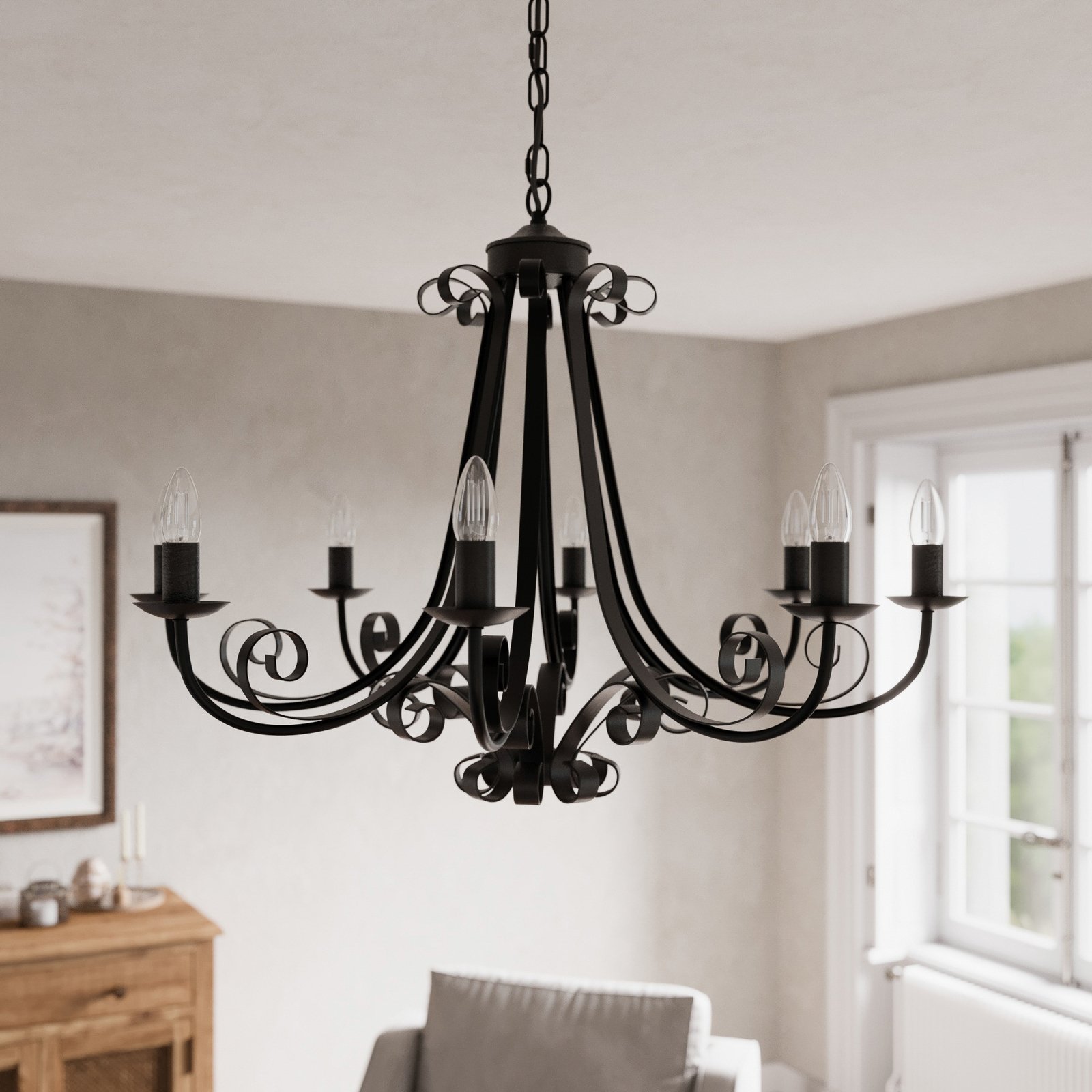 Lindby Kronleuchter Scaleria, Ø 81 cm, 8-flammig, braun, E14