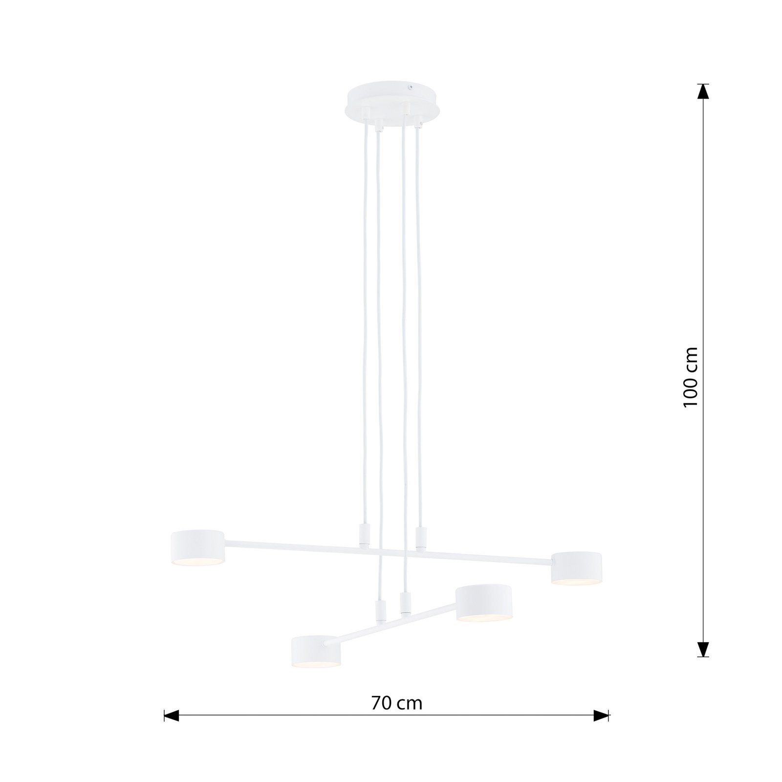 Hängeleuchte Modus 4, Stahl, vierflammig, GX 53, weiß