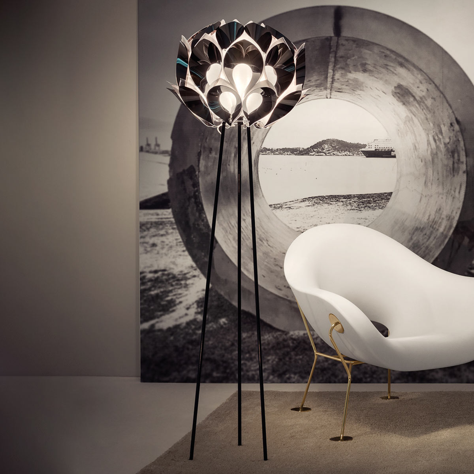 Slamp Flora - lámpara de pie de diseño, plateado