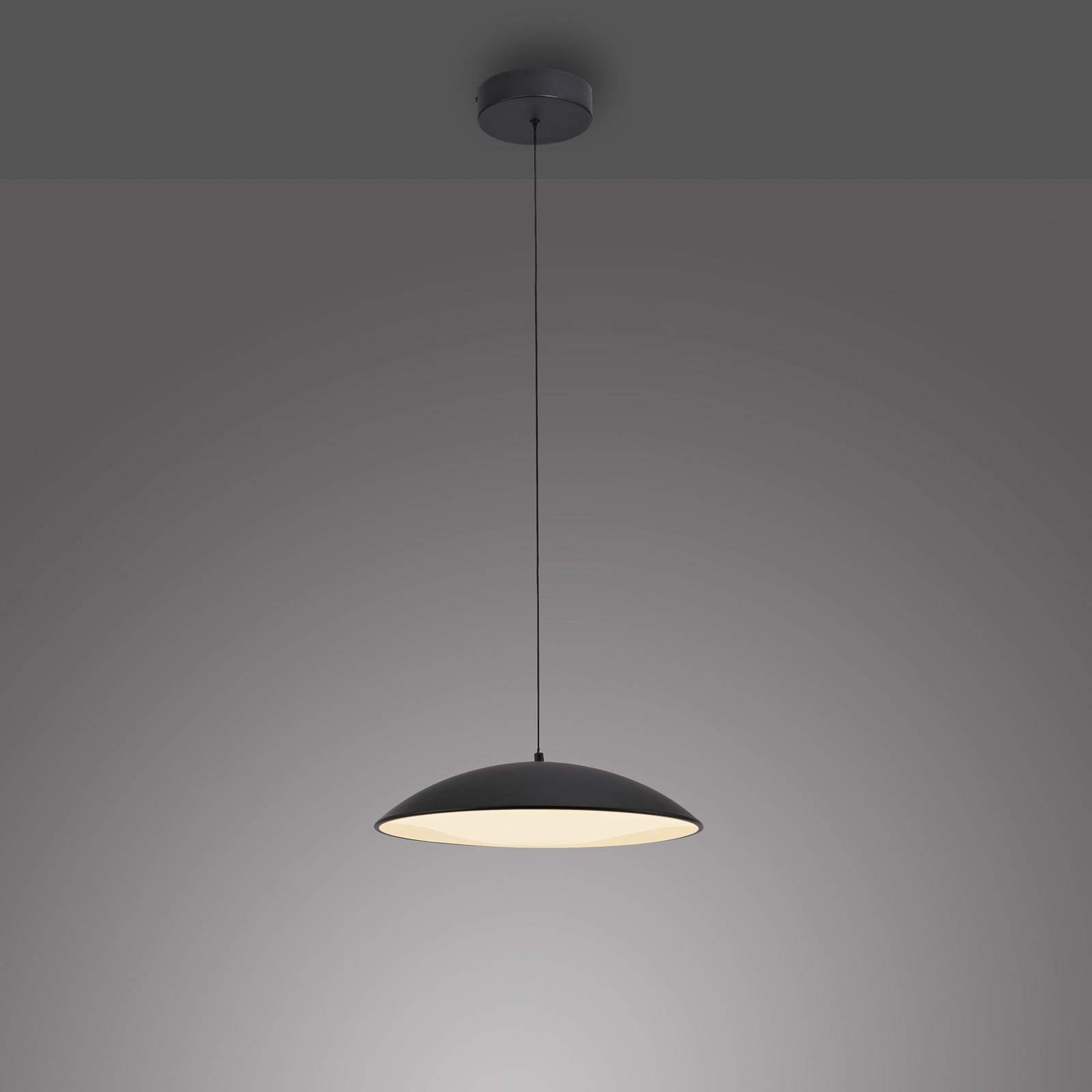 LED viseća svjetiljka LENTE, crna, Ø 40 cm, metal, s prigušivačem