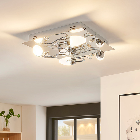 LED-Deckenleuchte Mischa, 4-fl., dimmbar, eckig