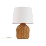 Lirenda table lamp, natural/white, rattan, height 52 cm - Lindby