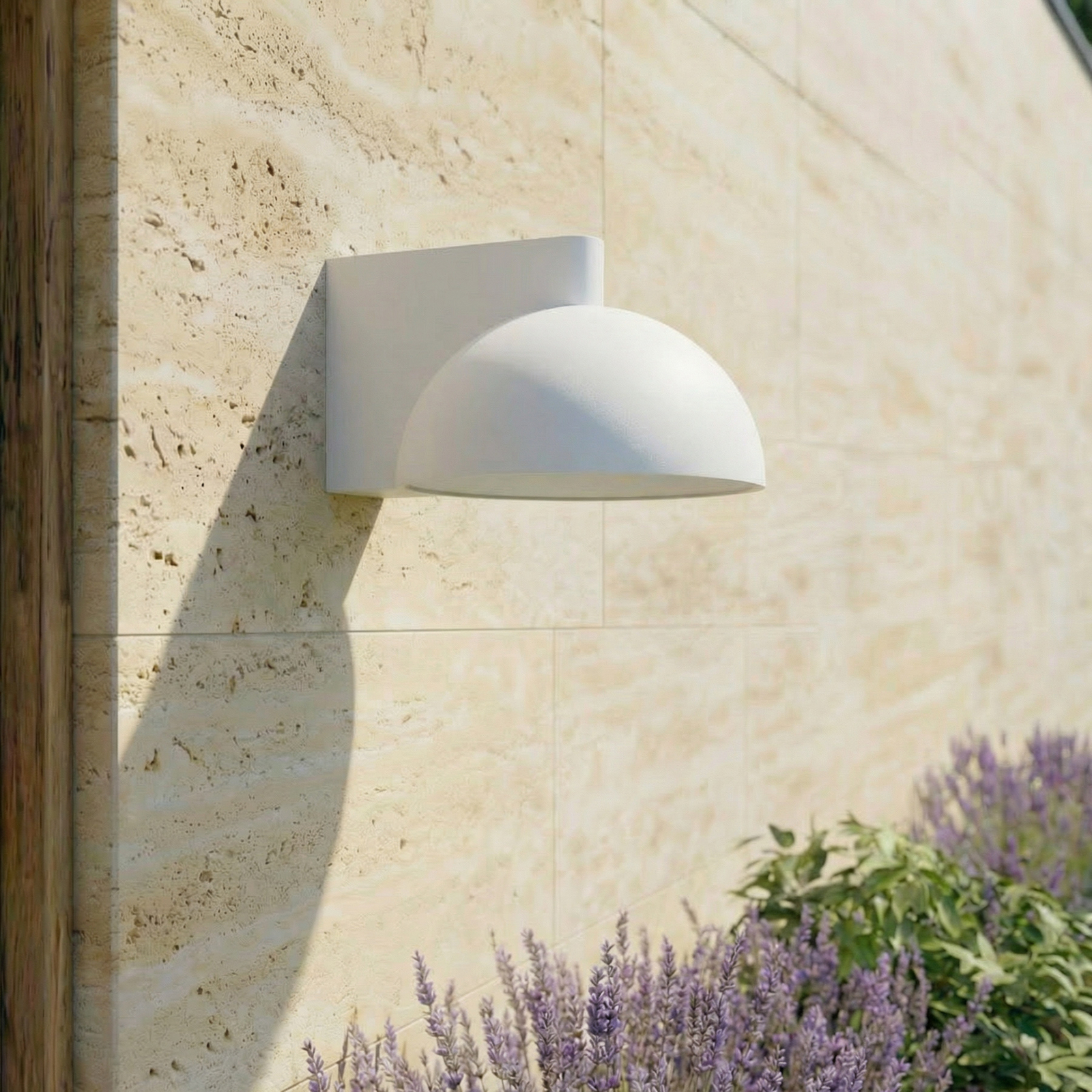 Lucande LED-utendørs vegglampe Velira, lysegrå, metall, IP54