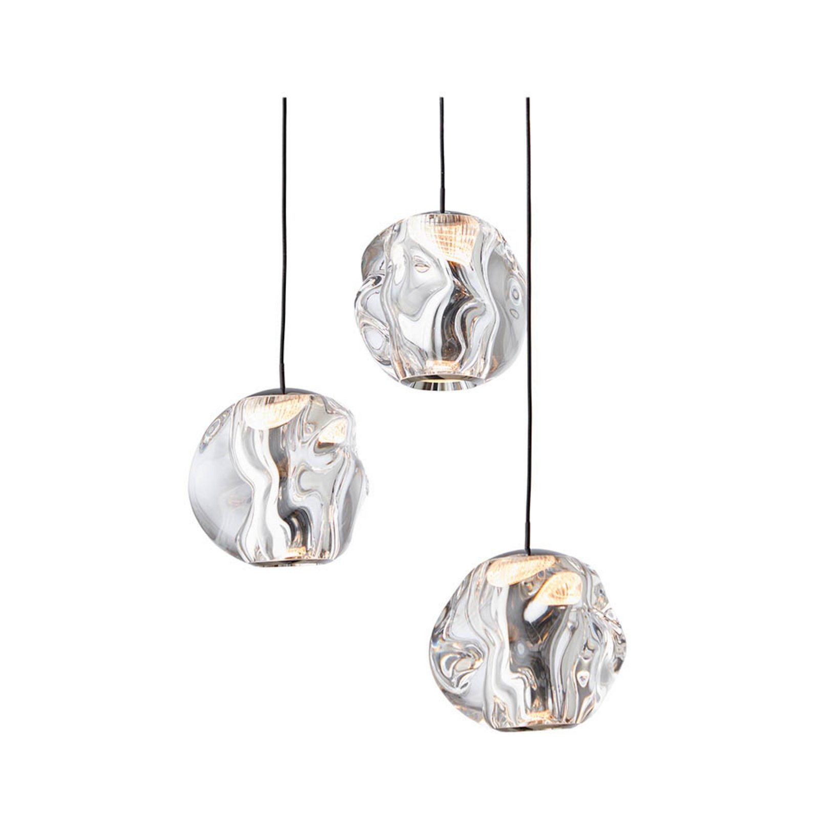 LOOM DESIGN LED-Pendelleuchte Ice Ball 3, klar, Acryl
