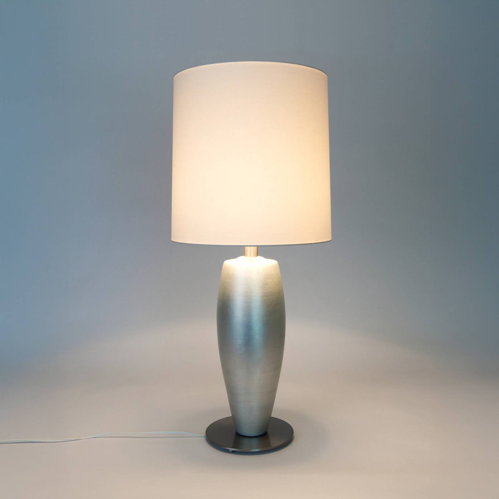 Bordlampe OMEGA SOTTILE, sølv/hvit, høyde 80 cm, keramikk, E27