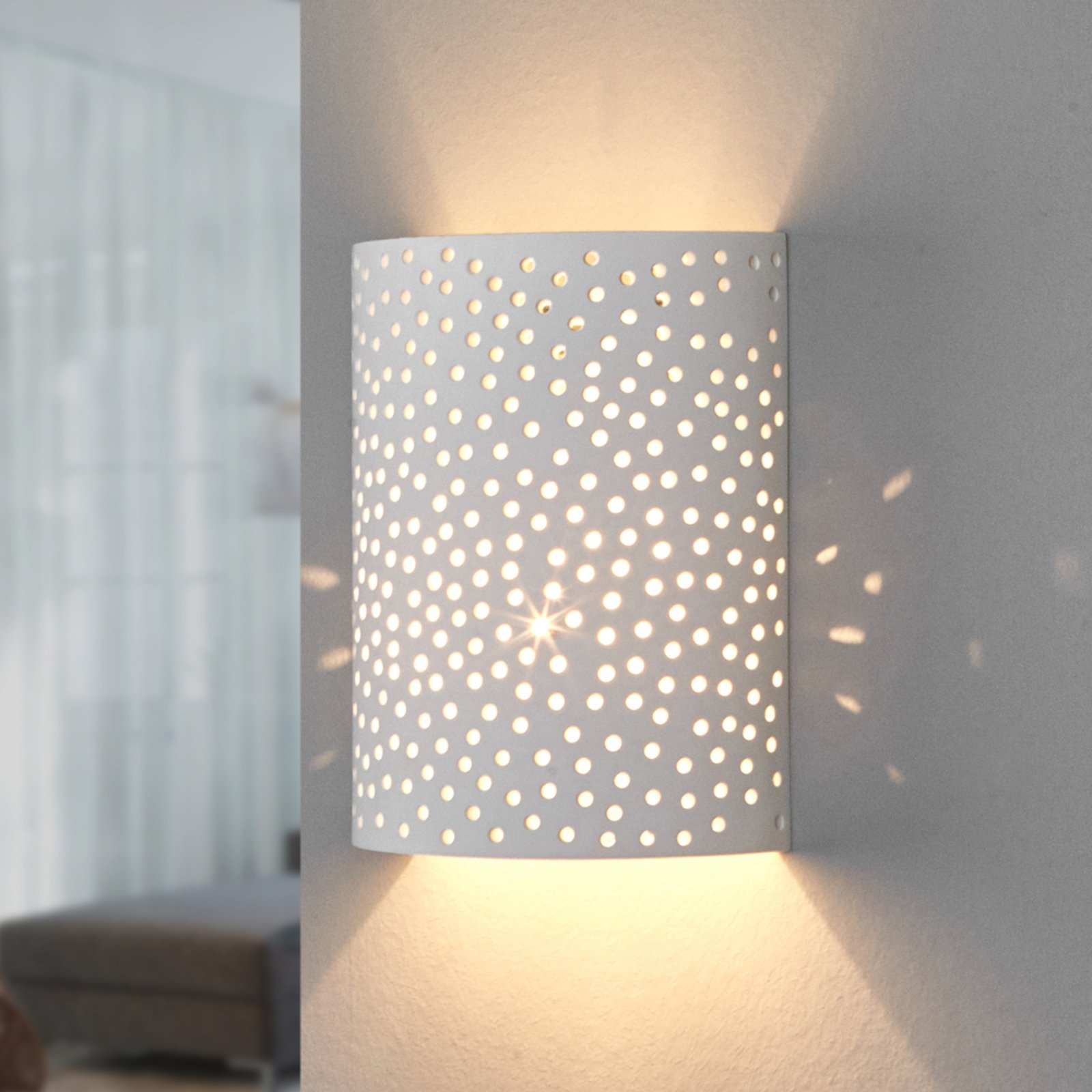 Jiru plaster wall lamp with pretty perforation