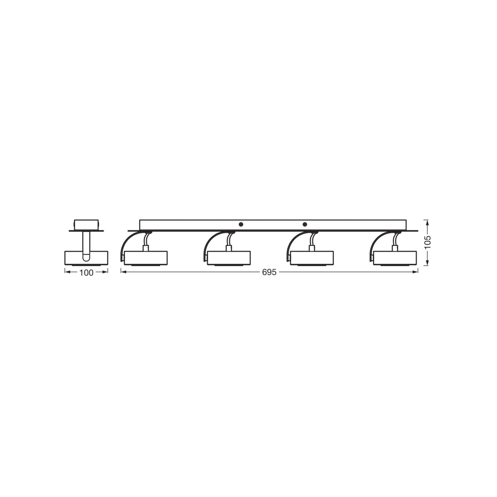OSRAM LED-Deckenstrahler VENUS schwarz 4-flg. Metall 3.000 K