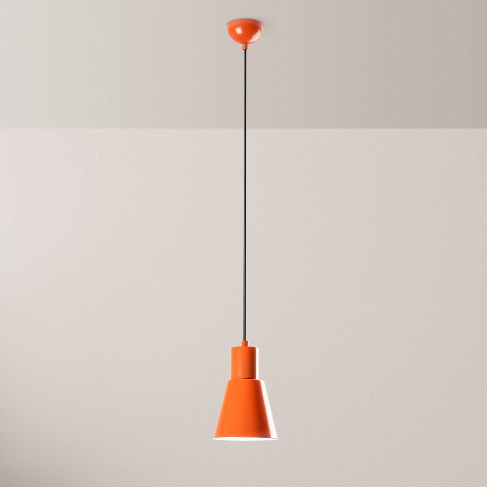 Konikkem pendant light, orange, metal, Ø 14 cm, E27