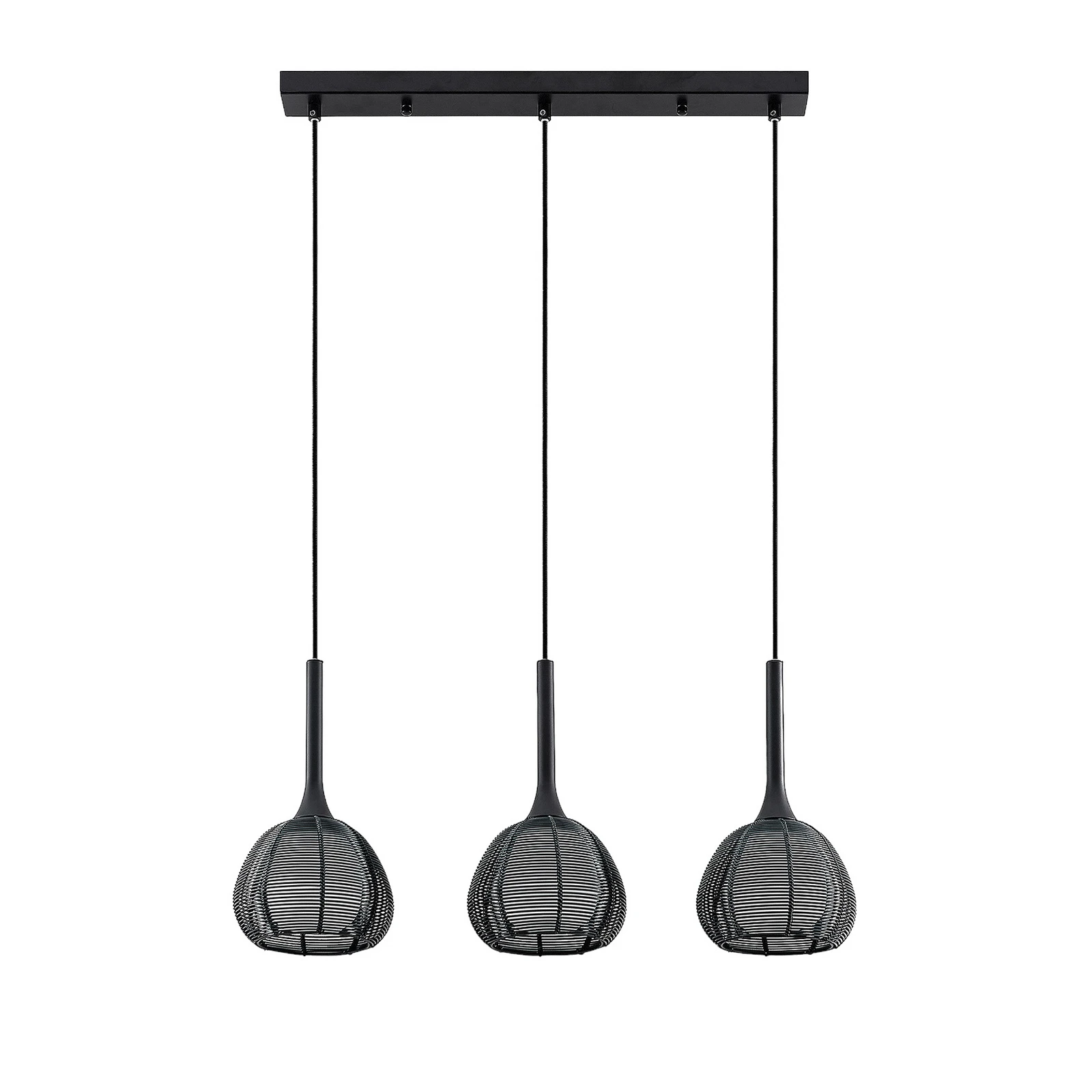 Lucande Tetira colgante, 3 luces, largo, negro