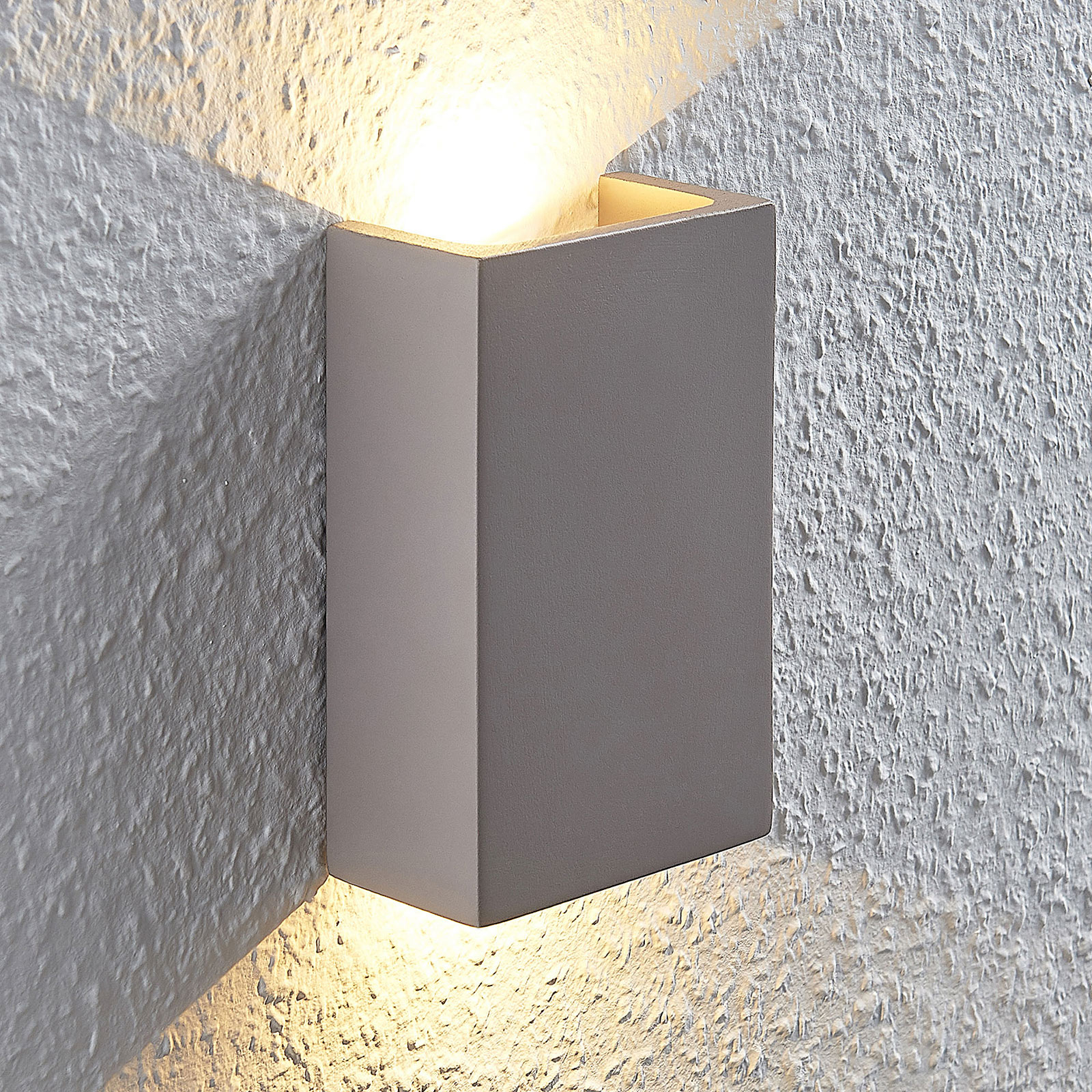Cataleya LED wall light concrete up & down 10x16cm, Lampenwelt.com, for Living / Dining Room, concrete, 2 W, energy efficiency: A+, W: 10 cm, H: 16 cm