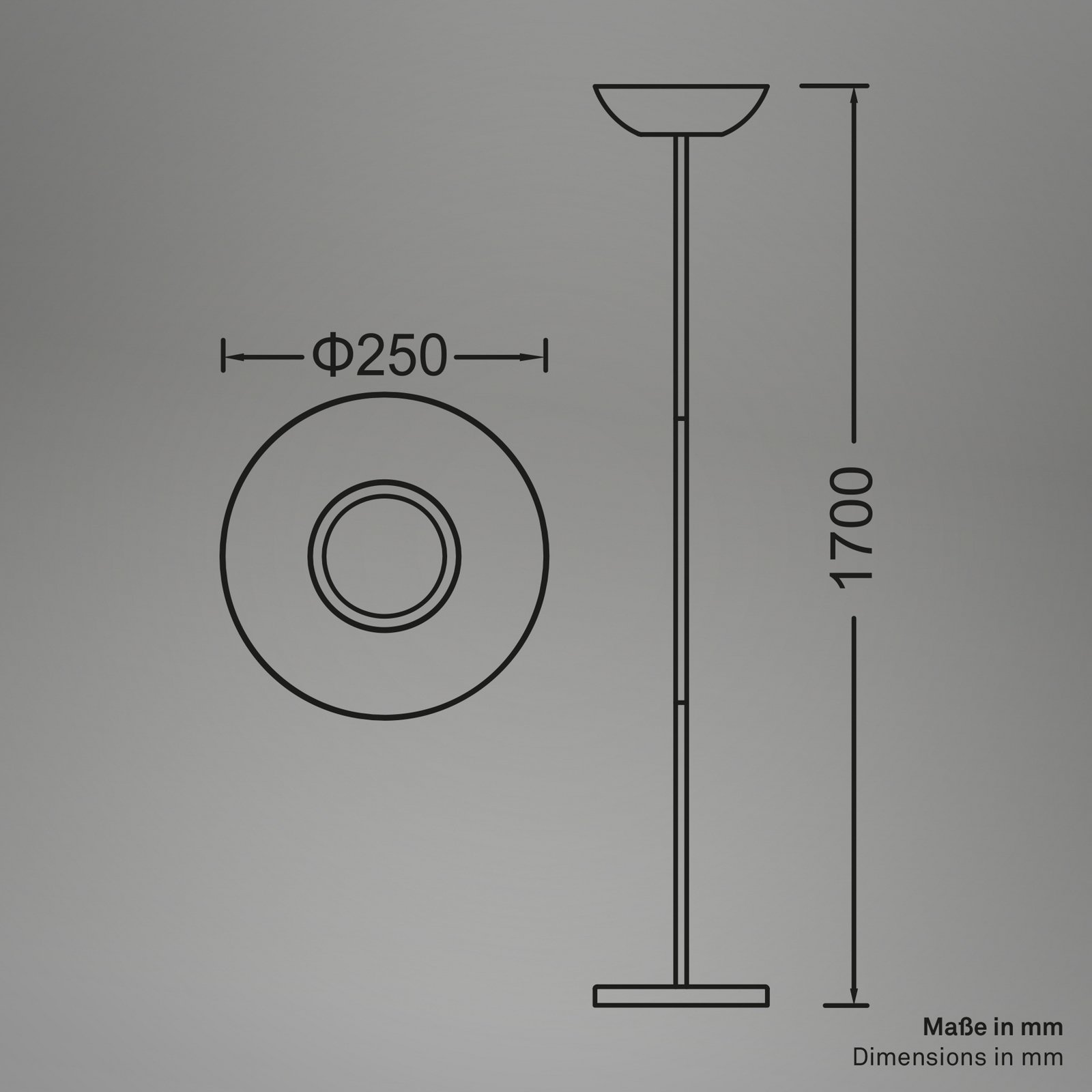 Nabíjecí stojací lampa Estate LED, černá, dotykový stmívač, kabel USB