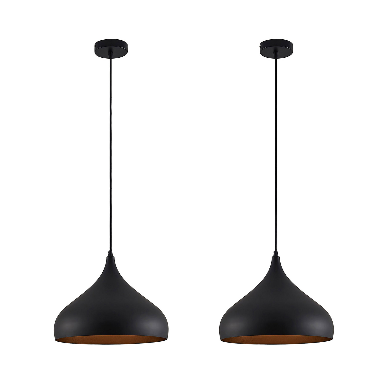 Aluminium-Pendellampe Ritana schwarz-gold 2er-Set