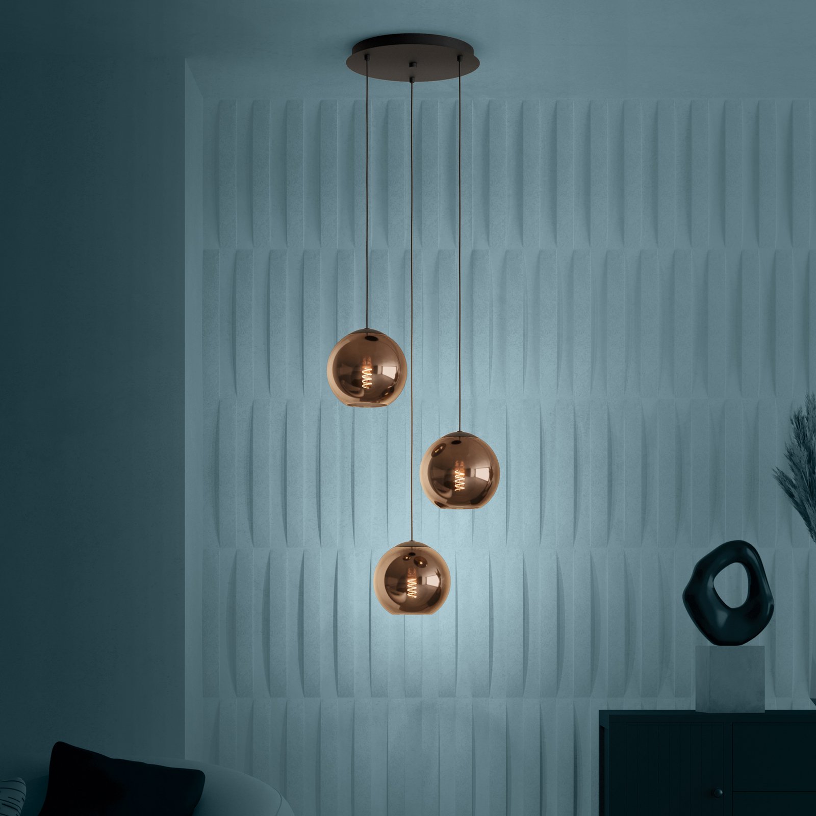 EGLO Stars Of Light hanglamp Cordoba, 3-lamps, rond, koper