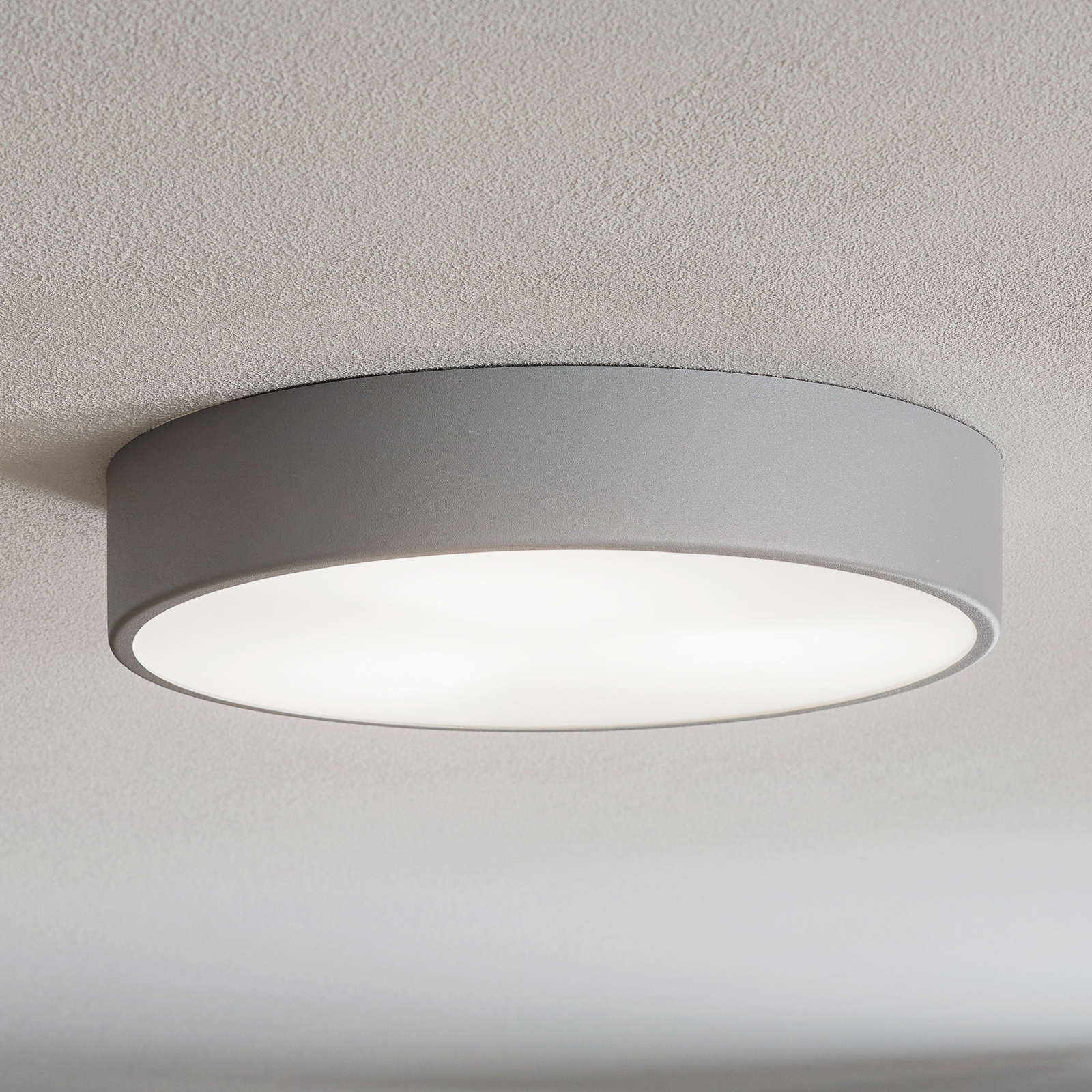Cleo 400 ceiling light, sensor, Ø 40 cm grey