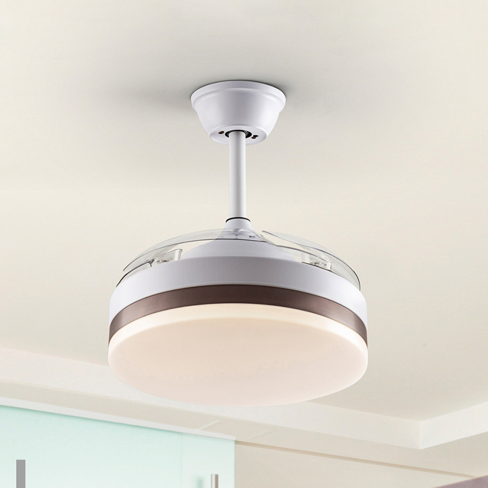 LED stropni ventilator Vento bel/bronz/dim, Ø 90 cm tih