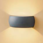 Bow up/down væglampe, keramik, grå, bredde 32 cm