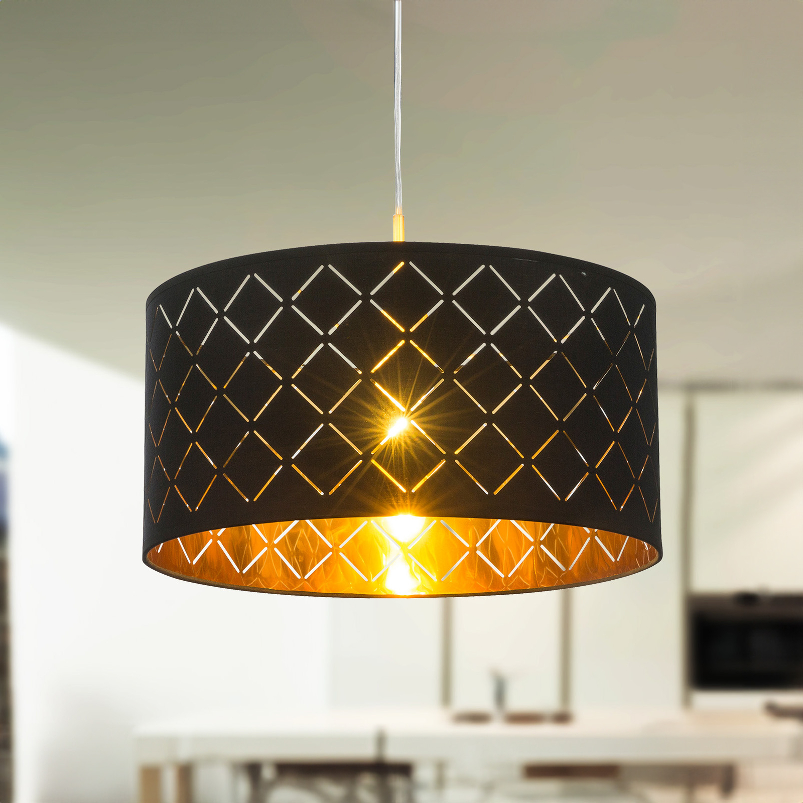 Hanglamp Clark, zwart/goudkleurig, Ø 40 cm