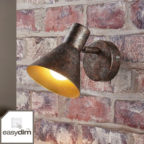 Applique murale LED rouille Zera, intérieur doré