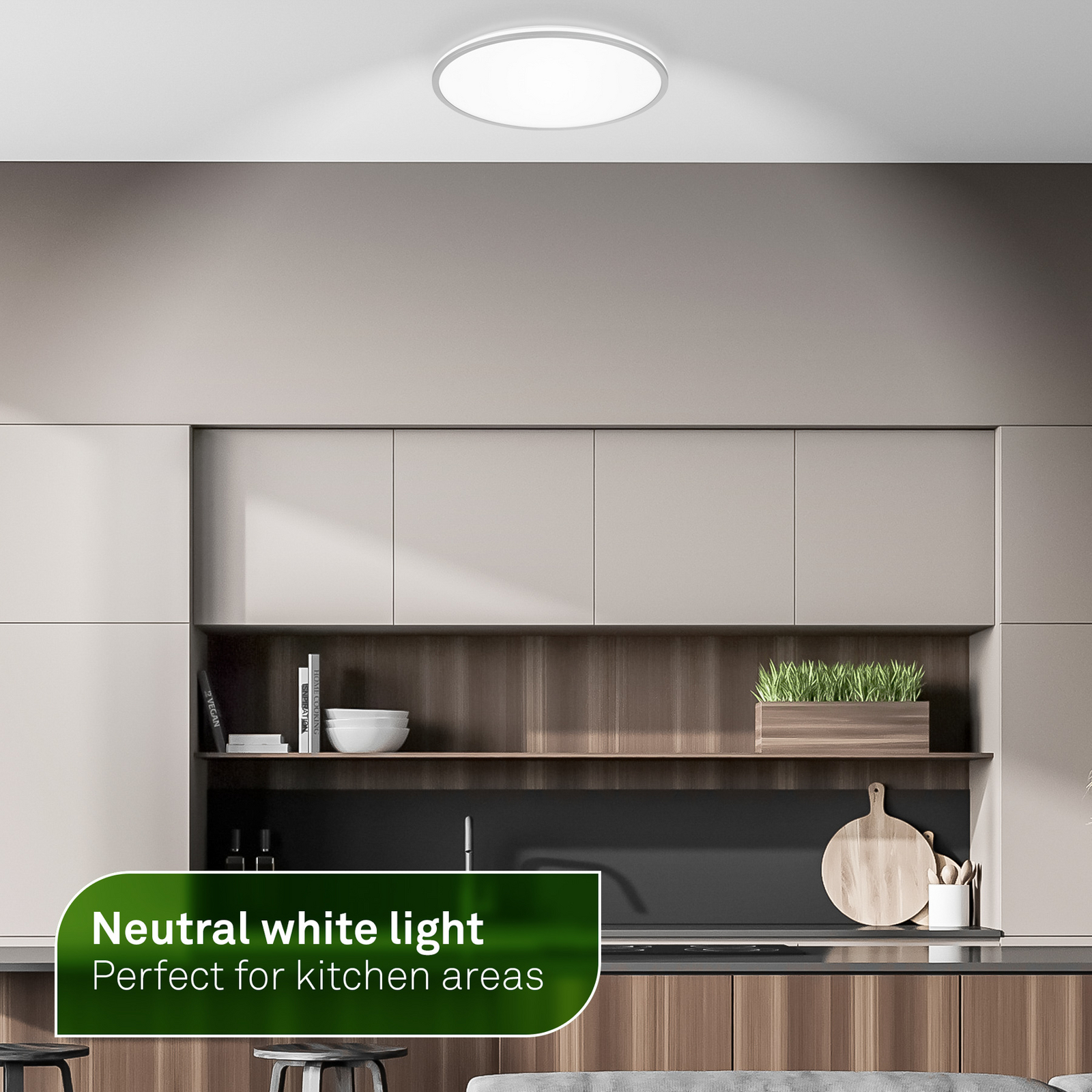 LED-es mennyezeti lámpa Pulap A, matt króm, Ø 33 cm, műanyag