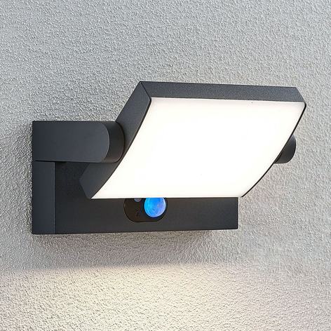 LED-solcellsutomhusvägglampa Sherin med sensor