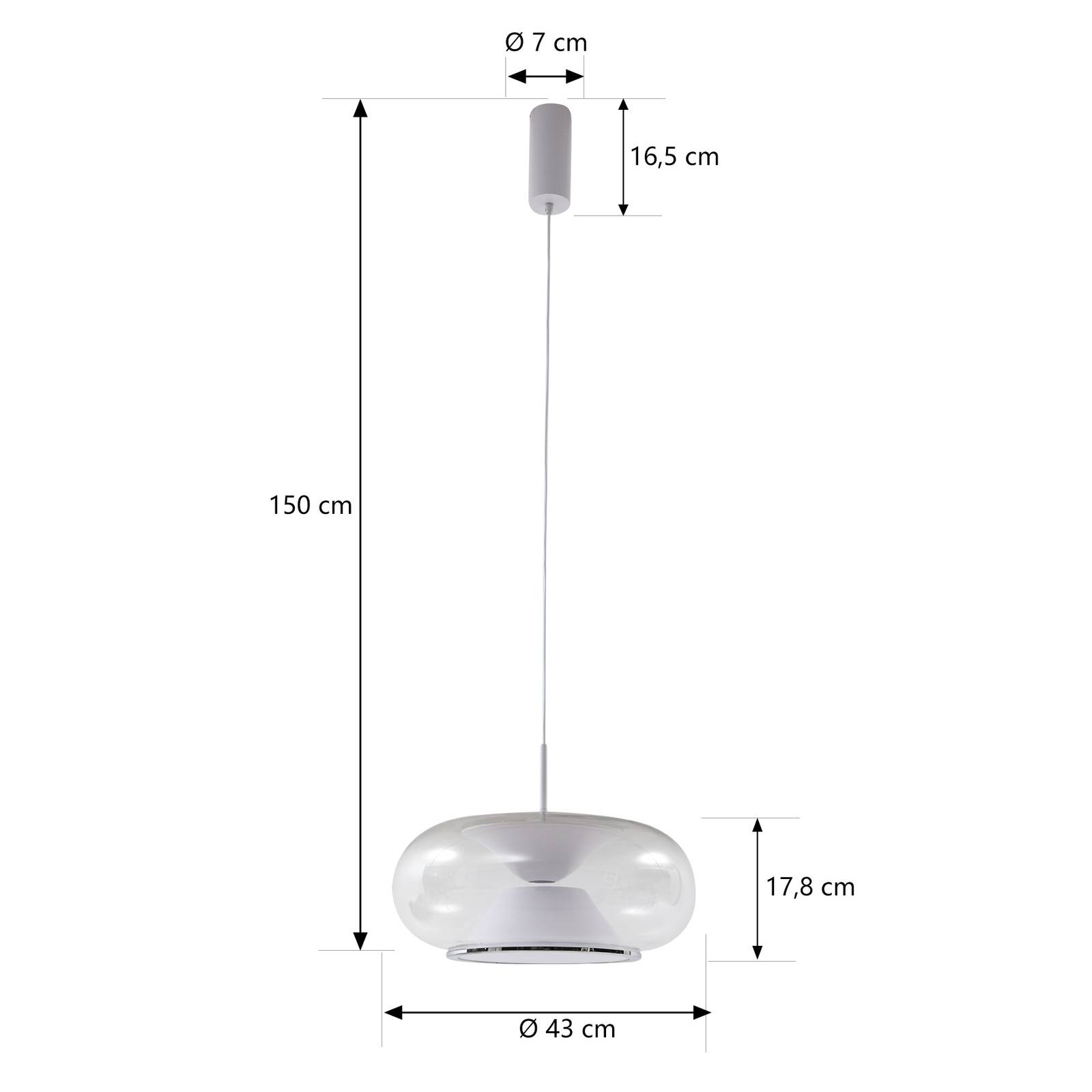 Lampa wisząca Lucande LED Orasa, szkło, biały/przezroczysty, Ø 43 cm