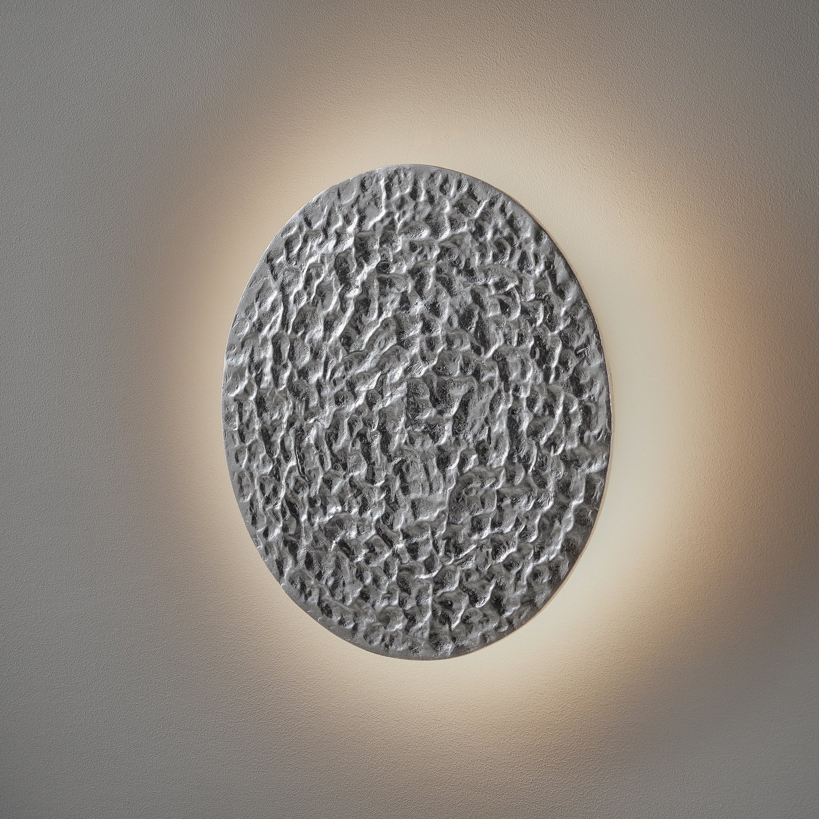LED wall light Meteor, Ø 27 cm, silver