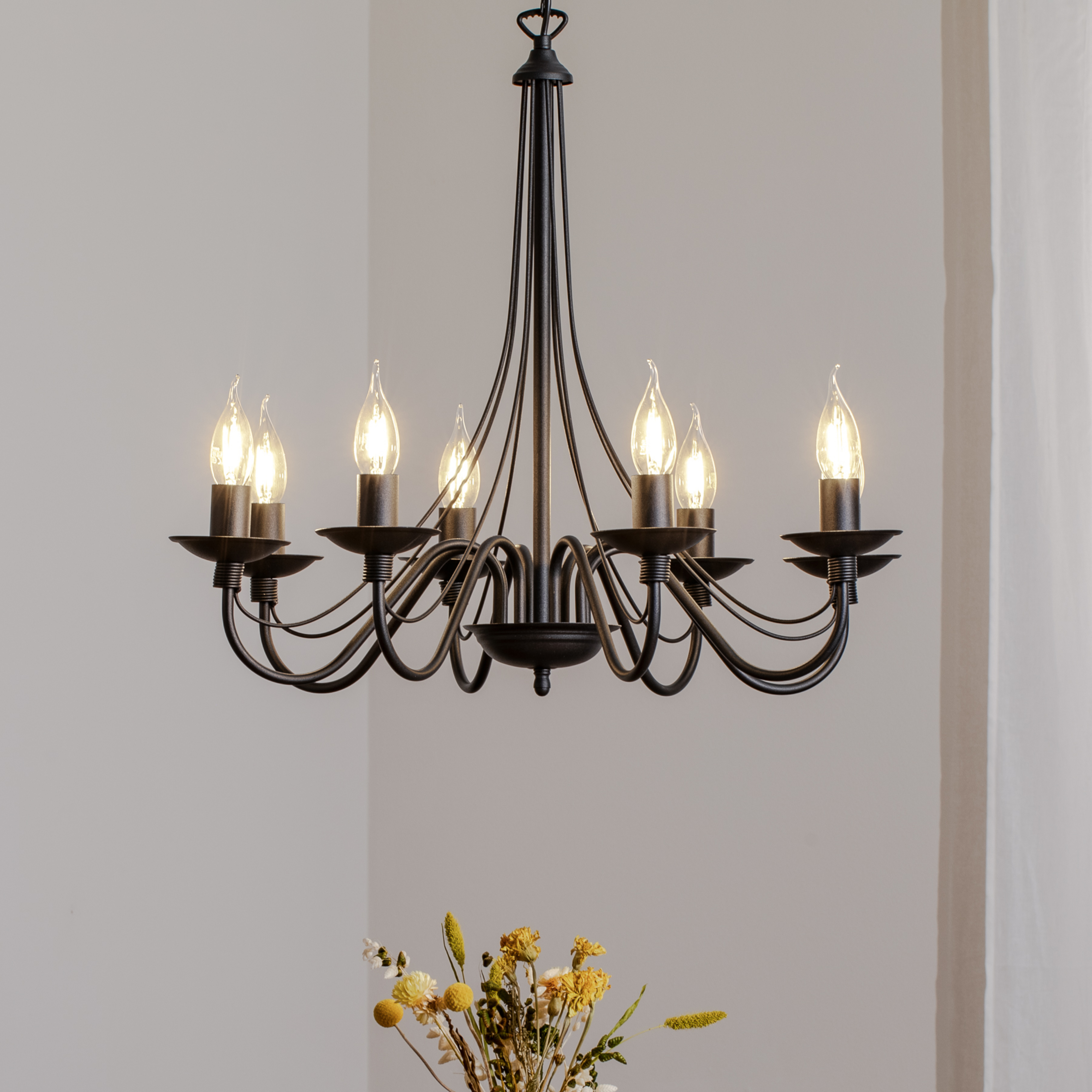 Luster ružový, čierny, 8-pl., kov