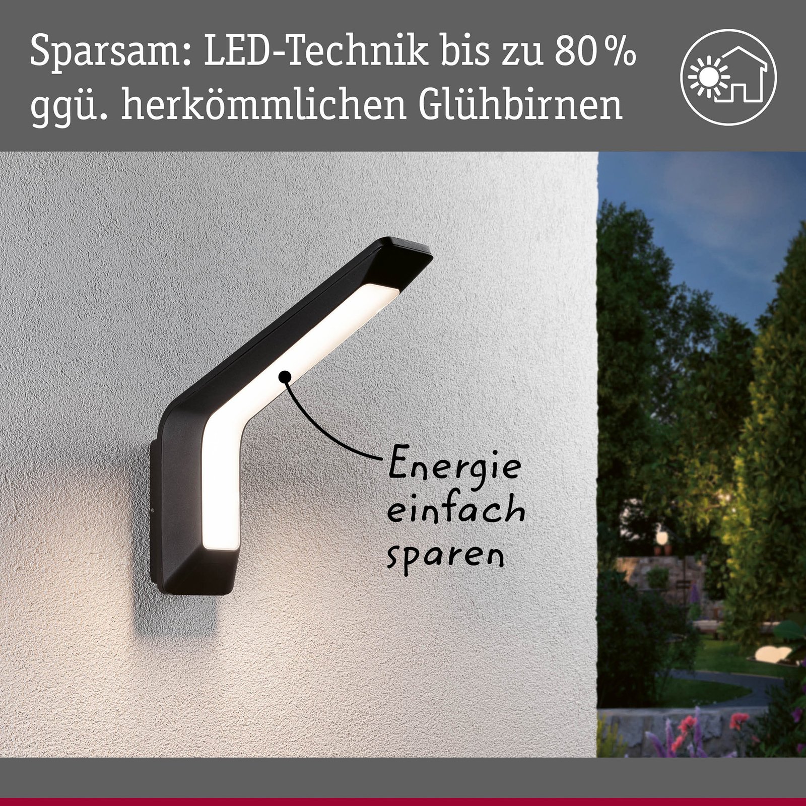 Paulmann buitenwandlamp Merano, sensor, antraciet